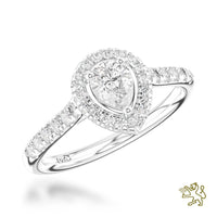 Petite Skye Pear Halo 0.20ct E VS Diamond Platinum Ring - Michael Jones Jeweller