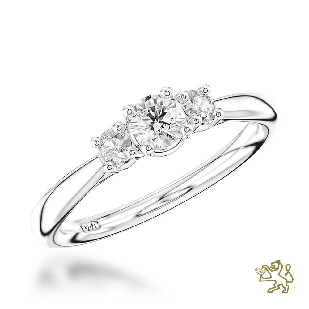 Petite Trilogy Classic Three Stone 0.20ct H VS Diamond Platinum Ring - Michael Jones Jeweller