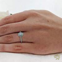 Petite Skye Pure Oval Halo 0.20ct F SI Diamond Platinum Ring - Michael Jones Jeweller