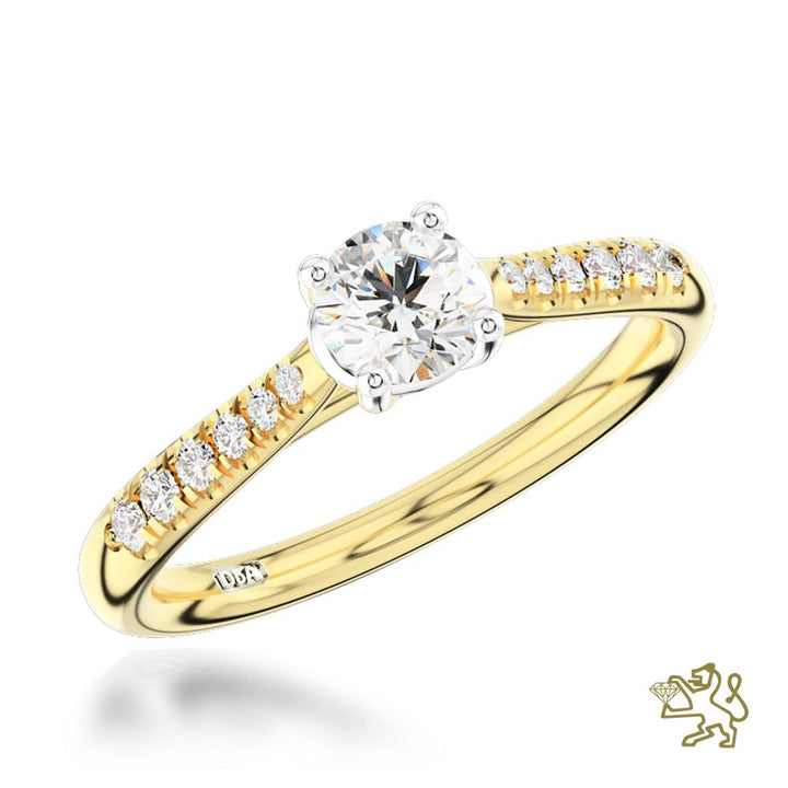 Petite Skye Classic Round Solitaire 0.22ct F VS Diamond Yellow Gold/Platinum Ring