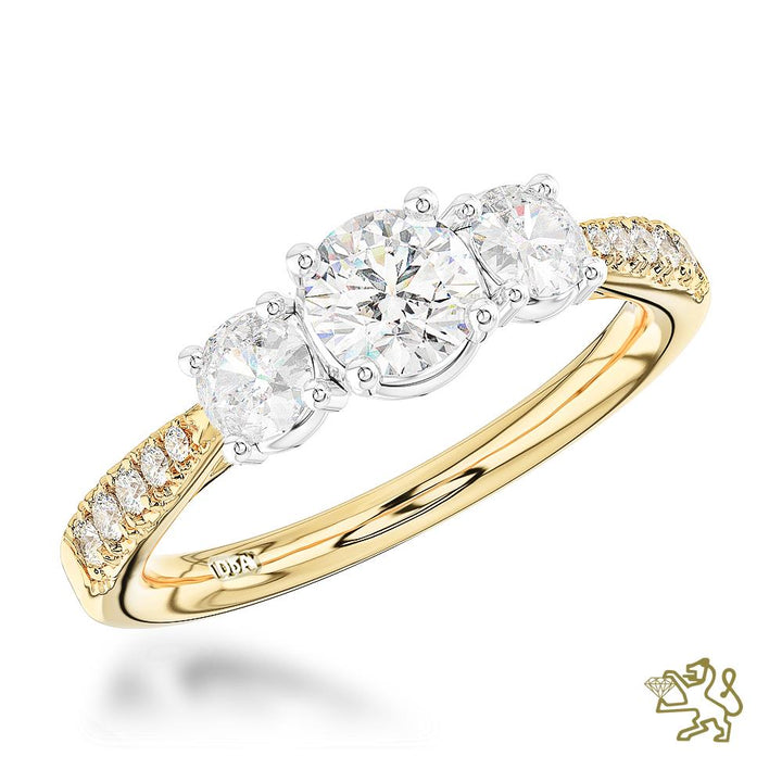 Petite Skye Classic Three Stone 0.20ct F VS Diamond Yellow Gold/Platinum Ring