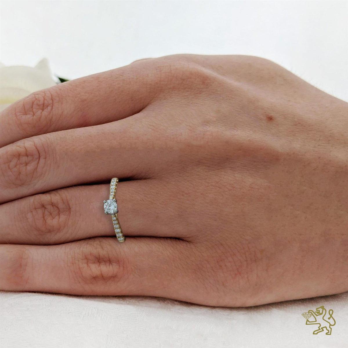 Petite Skye Classic Round Solitaire 0.22ct F VS Diamond Yellow Gold/Platinum Ring - Michael Jones Jeweller