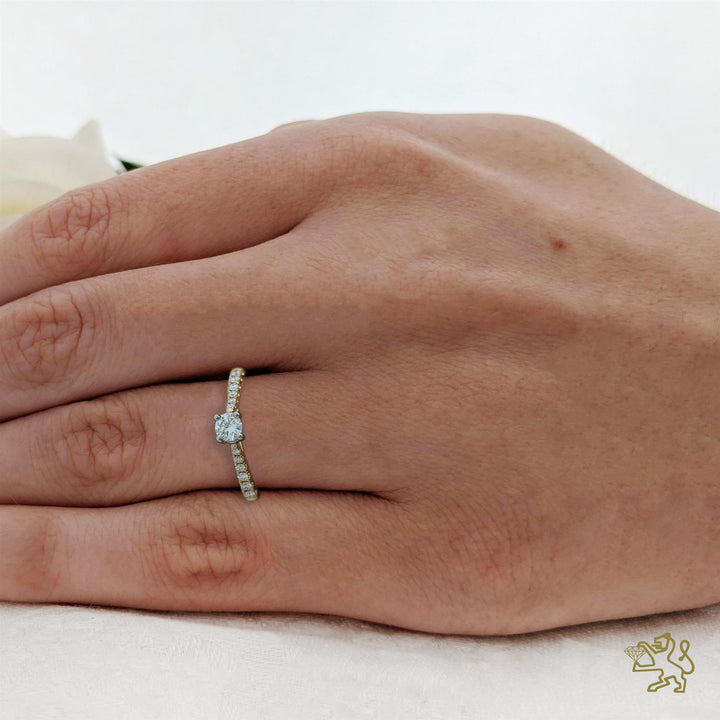 Petite Skye Classic Round Solitaire 0.22ct F VS Diamond Yellow Gold/Platinum Ring