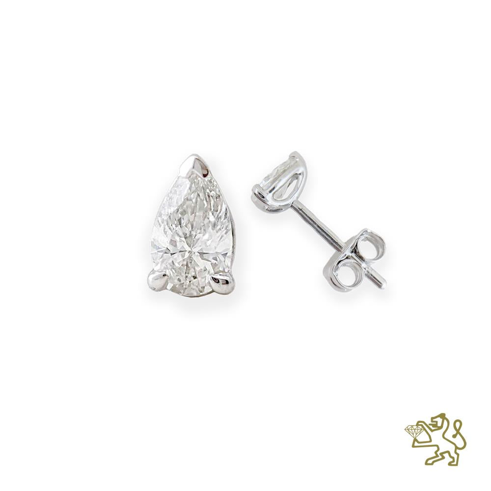 Classic Pear 0.40ct Diamond Platinum Earrings - Michael Jones Jeweller