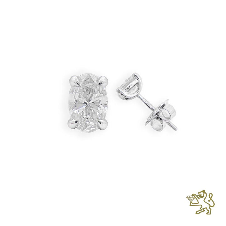 Classic Oval 0.40ct Diamond Platinum Earrings - Michael Jones Jeweller