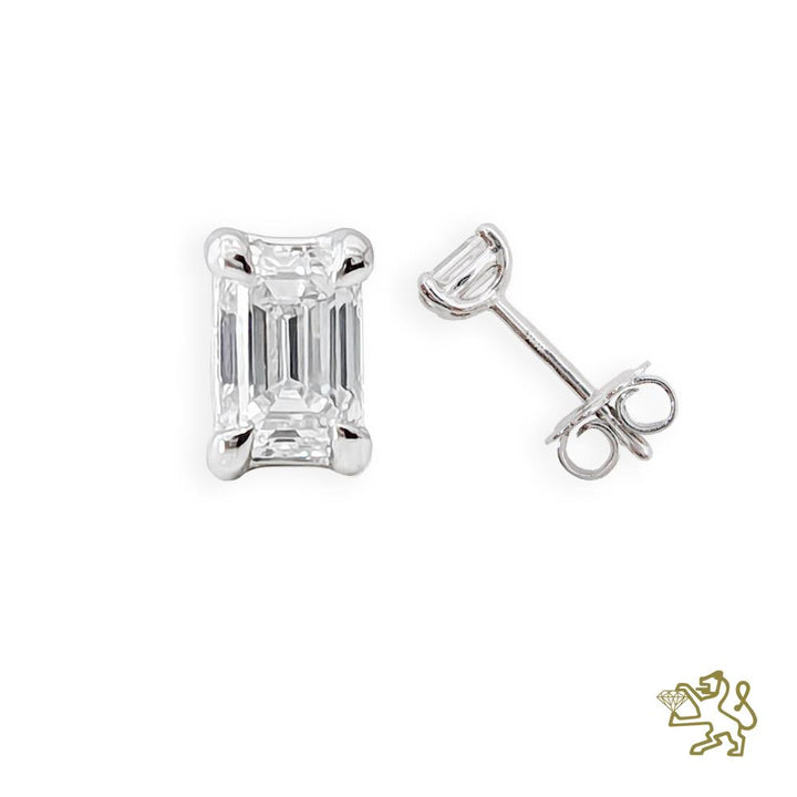 Classic Emerald 0.40ct Diamond Platinum Earrings - Michael Jones Jeweller