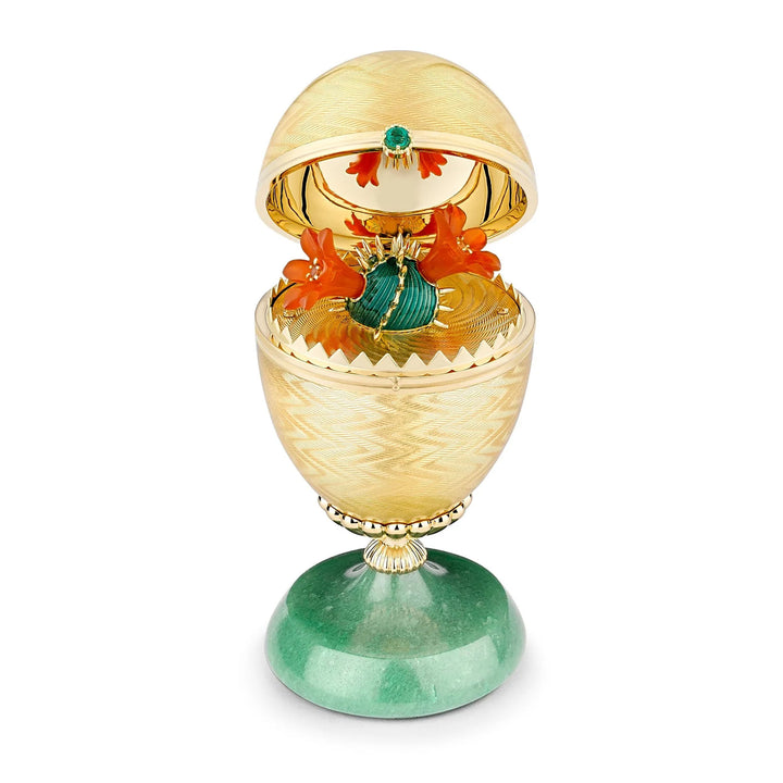 Fabergé Heritage Limited Edition 18ct Yellow Gold Yellow Guilloché Enamel Egg Objet with Cactus Surprise