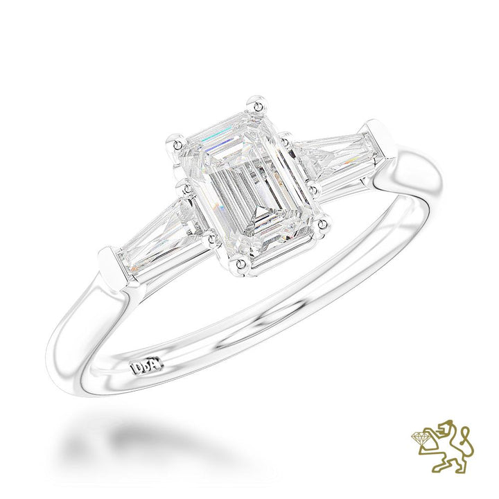 Eden Emerald Solitaire 0.80ct F VS1 Diamond Platinum Ring