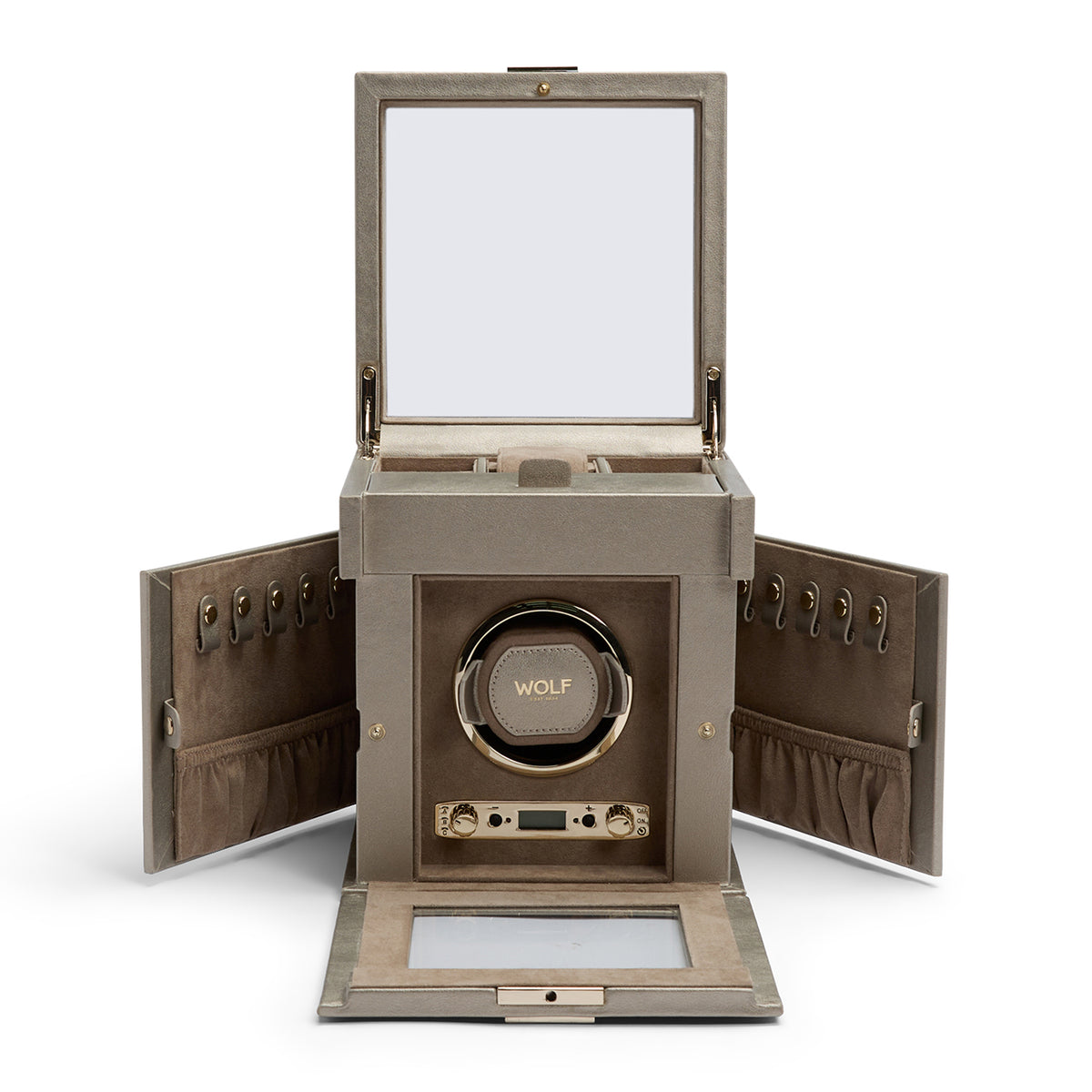 WOLF Palermo Single Watch Winder With Jewellery Storage - Michael Jones Jeweller