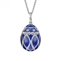 Fabergé Heritage Forever Palais Egg Pendant 18ct White Gold Royal Blue Guilloché Enamel