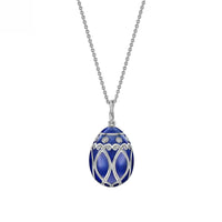 Fabergé Heritage Forever Palais Egg Pendant 18ct White Gold Royal Blue Guilloché Enamel