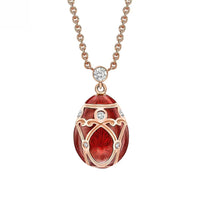 Fabergé Heritage Forever Palais Mini Egg Pendant 18ct Rose Gold Red Guilloché Enamel