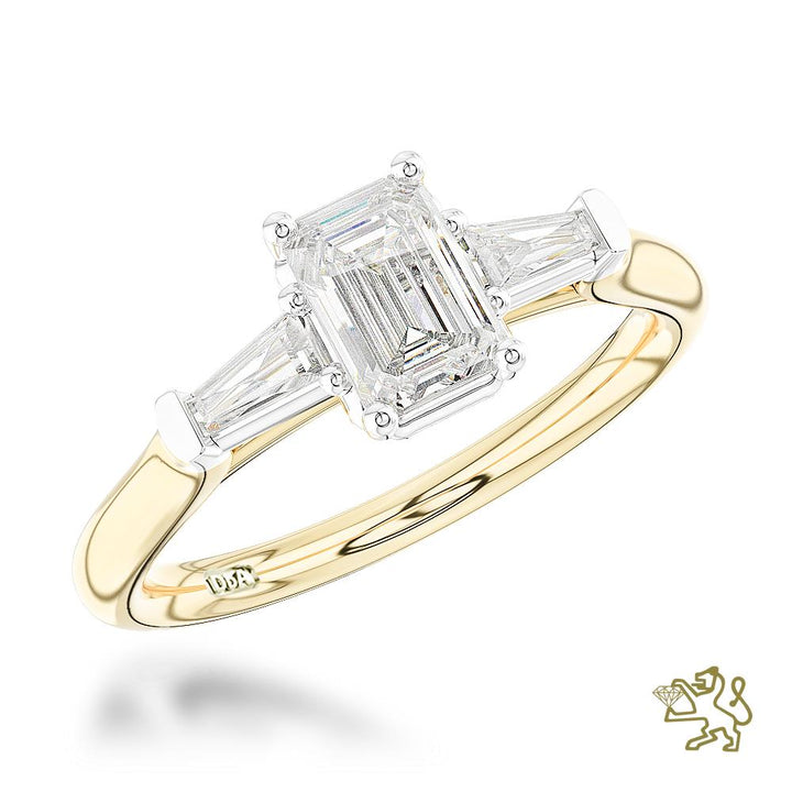Eden Emerald Solitaire 0.70ct F VS1 Diamond Yellow Gold/Platinum Ring