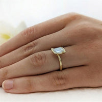 Flame Step Cut Solitaire 1.16ct H VS1 Diamond Yellow Gold Ring