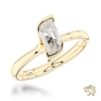 Flame Step Cut Solitaire 1.16ct H VS1 Diamond Yellow Gold Ring