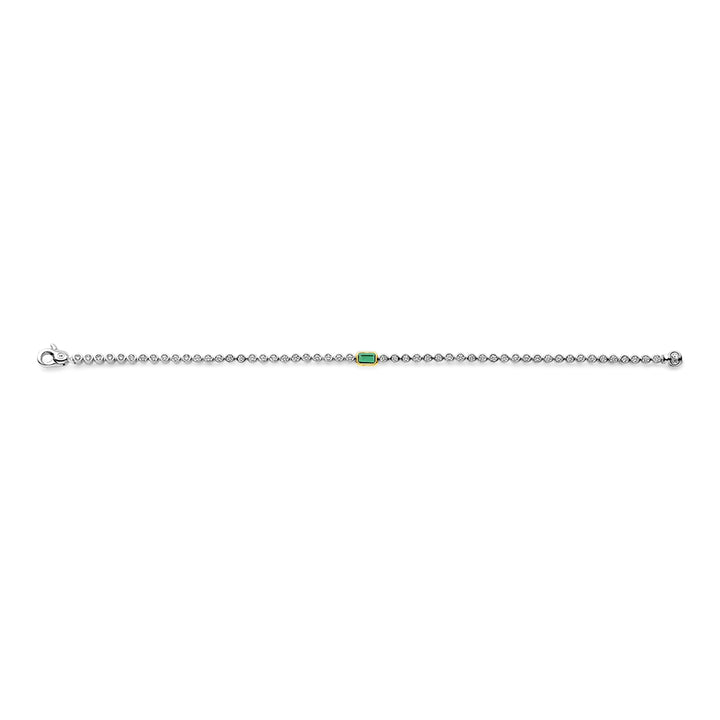 Ti Sento Yellow Gold Plated Green Cubic Zirconia Tennis Bracelet - Michael Jones Jeweller