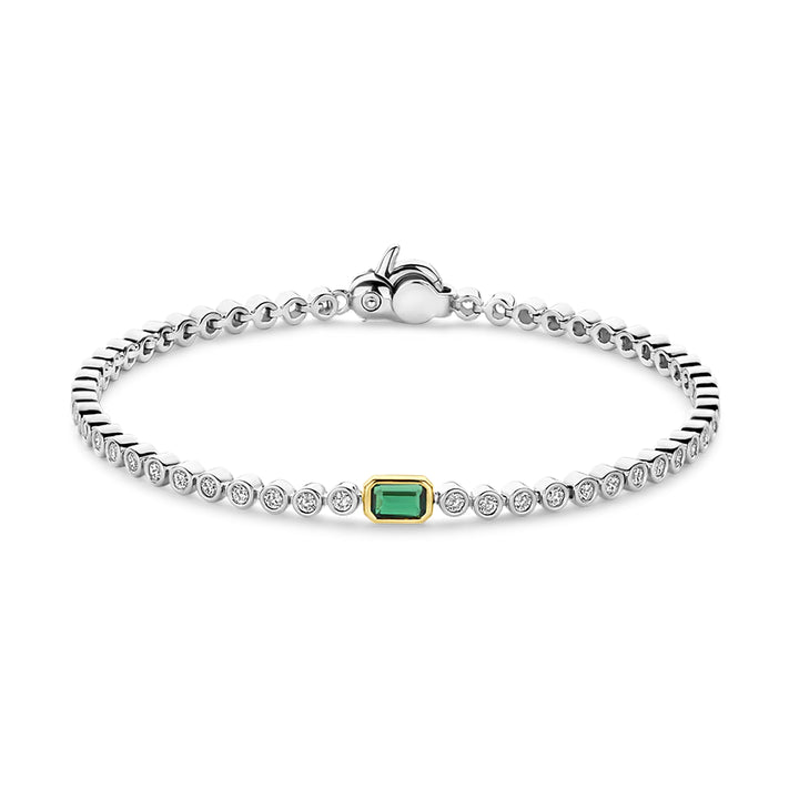 Ti Sento Yellow Gold Plated Green Cubic Zirconia Tennis Bracelet - Michael Jones Jeweller