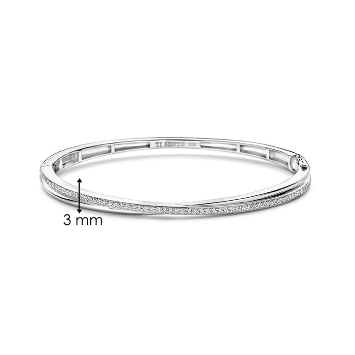Ti Sento Cubic Zirconia Crossover Bangle - Michael Jones Jeweller
