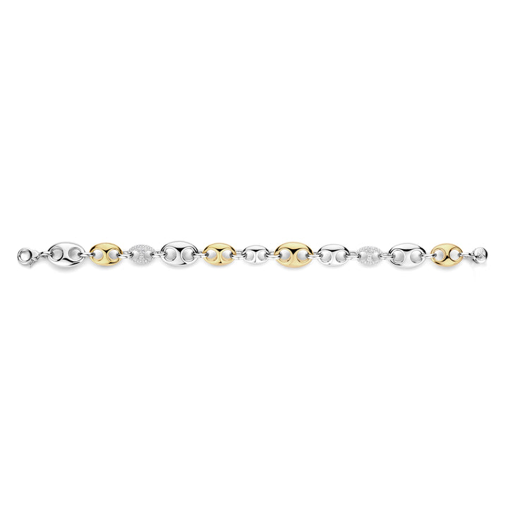 Ti Sento Yellow Gold Plated Cubic Zirconia Coffee Bean Link Bracelet - Michael Jones Jeweller