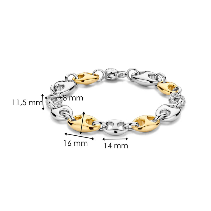 Ti Sento Yellow Gold Plated Cubic Zirconia Coffee Bean Link Bracelet - Michael Jones Jeweller