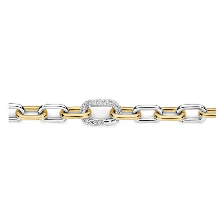 Ti Sento Yellow Gold Plated Cubic Zirconia Oval Link Bracelet - Michael Jones Jeweller