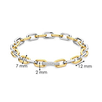 Ti Sento Yellow Gold Plated Cubic Zirconia Oval Link Bracelet - Michael Jones Jeweller