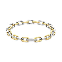 Ti Sento Yellow Gold Plated Cubic Zirconia Oval Link Bracelet - Michael Jones Jeweller