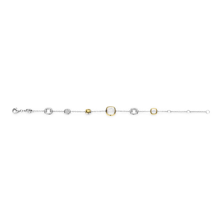 Ti Sento Yellow Gold Plated Mother of Pearl Grey and Cubic Zirconia Bracelet 23053BL