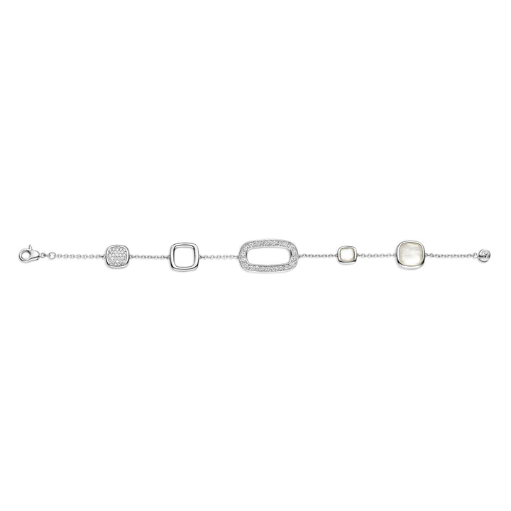 Ti Sento Mother of Pearl White Crystal and Cubic Zirconia Square Shape Bracelet 23065ZI - Michael Jones Jeweller