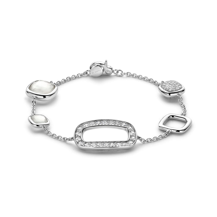 Ti Sento Mother of Pearl White Crystal and Cubic Zirconia Square Shape Bracelet 23065ZI - Michael Jones Jeweller
