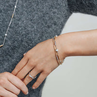 Ti Sento Yellow Gold Plated Synthetic Pearl and Cubic Zirconia Rope Twist Bracelet 23070ZY - Michael Jones Jeweller
