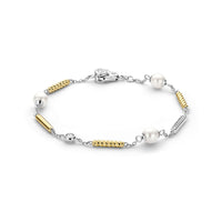 Ti Sento Yellow Gold Plated Synthetic Pearl and Cubic Zirconia Rope Twist Bracelet 23070ZY - Michael Jones Jeweller
