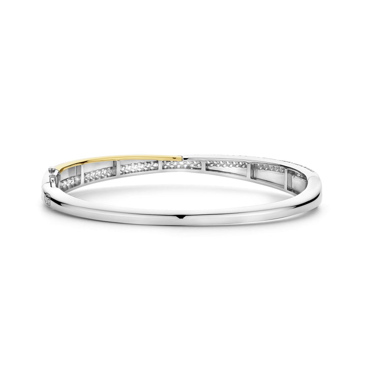 Ti Sento Yellow Gold Plated Cubic Zirconia Crossover Bangle 23071ZY