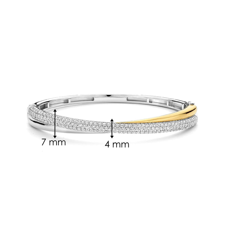 Ti Sento Yellow Gold Plated Cubic Zirconia Crossover Bangle 23071ZY - Michael Jones Jeweller