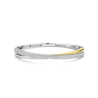 Ti Sento Yellow Gold Plated Cubic Zirconia Crossover Bangle 23071ZY - Michael Jones Jeweller