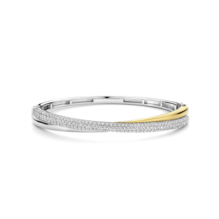 Ti Sento Yellow Gold Plated Cubic Zirconia Crossover Bangle 23071ZY - Michael Jones Jeweller