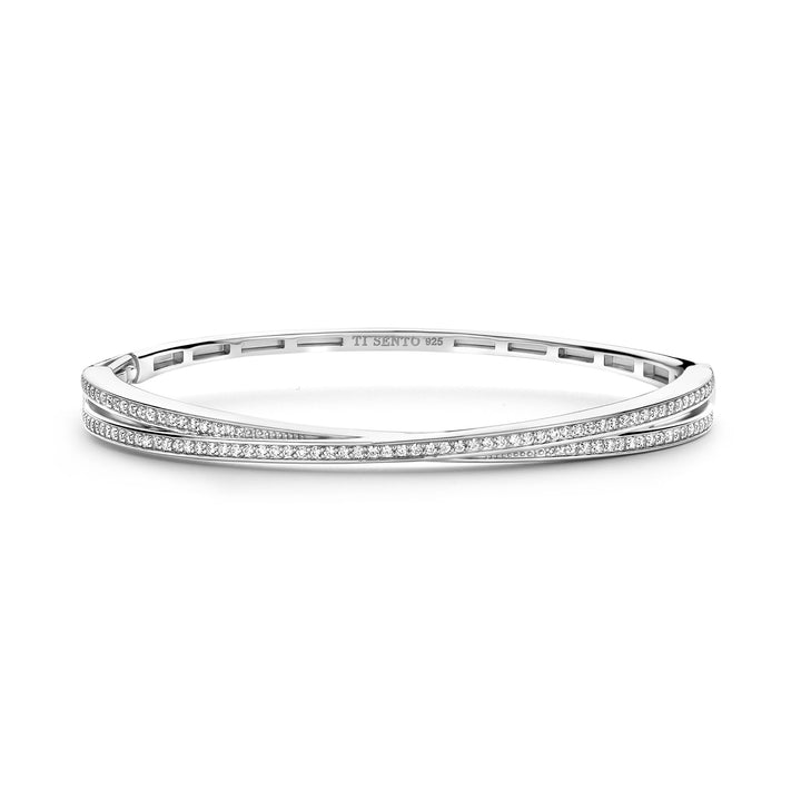 Ti Sento Cubic Zirconia Crossover Bangle 23072ZI