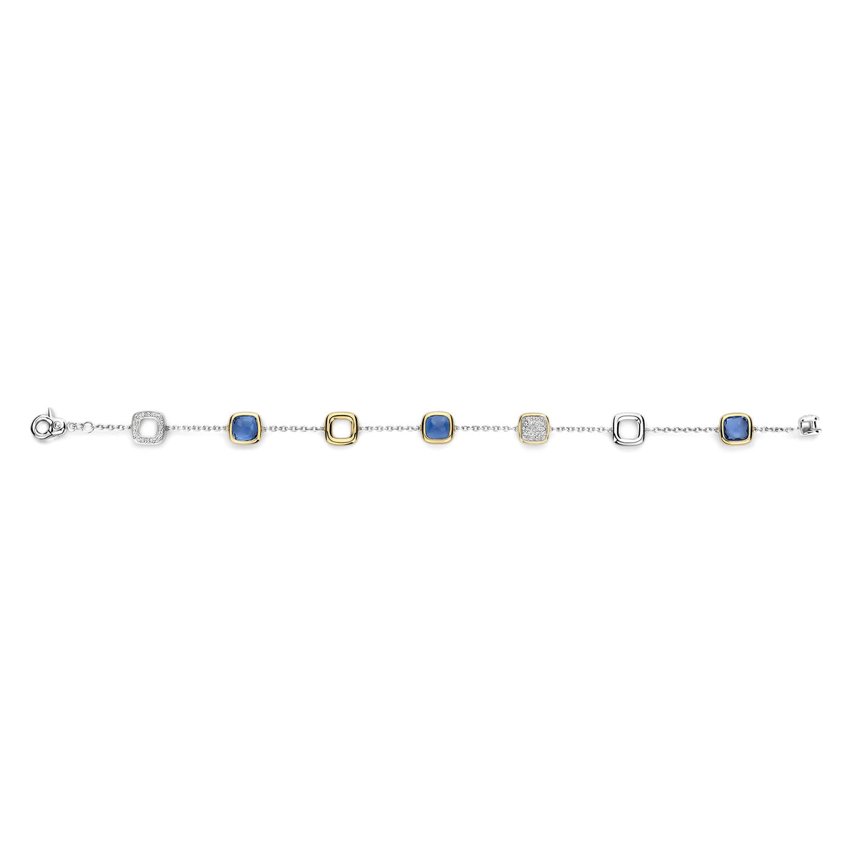 Ti Sento Yellow Gold Plated Dark Blue Crystal and Cubic Zirconia Square Bracelet 23080DB - Michael Jones Jeweller