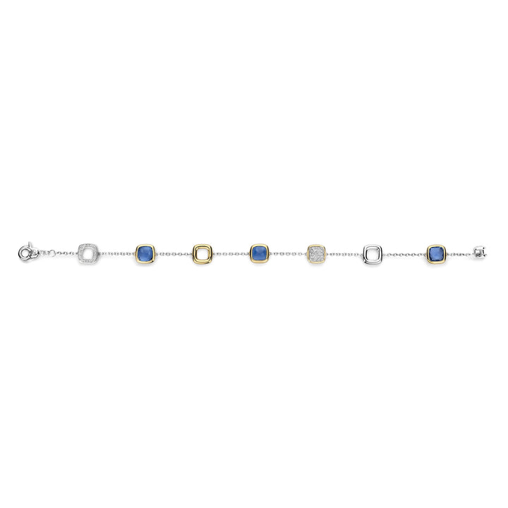 Ti Sento Yellow Gold Plated Dark Blue Crystal and Cubic Zirconia Square Bracelet 23080DB