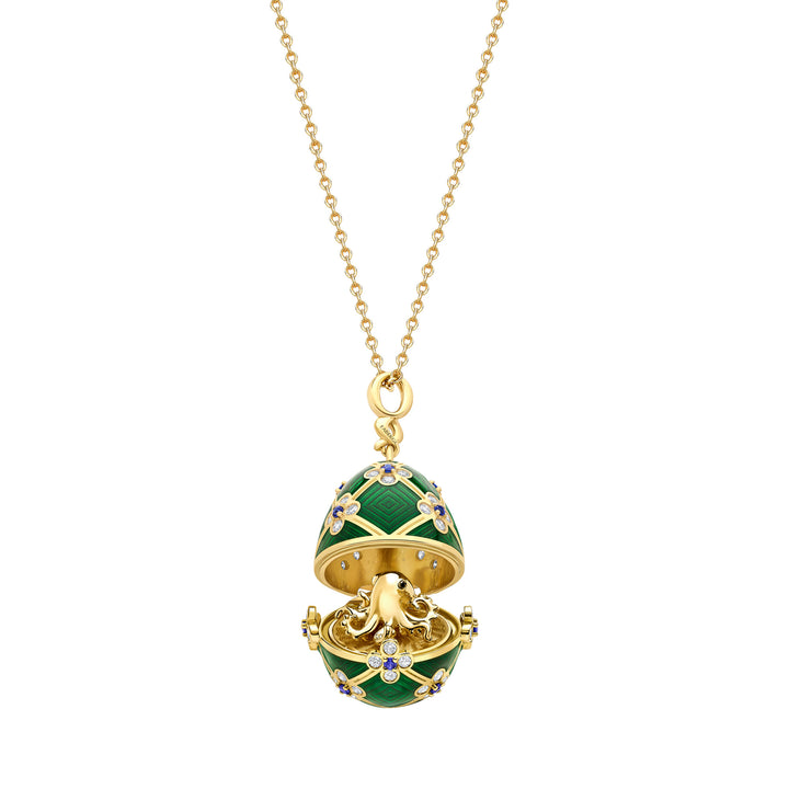 Fabergé x 007 Special Edition Yellow Gold & Green Guilloché Enamel Octopussy Egg Surprise Locket