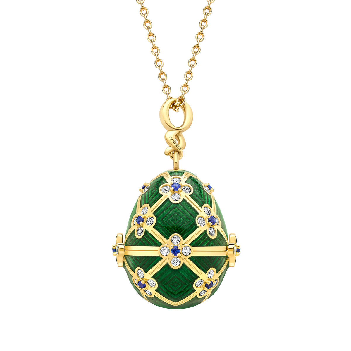 Fabergé x 007 Special Edition Yellow Gold & Green Guilloché Enamel Octopussy Egg Surprise Locket - Michael Jones Jeweller