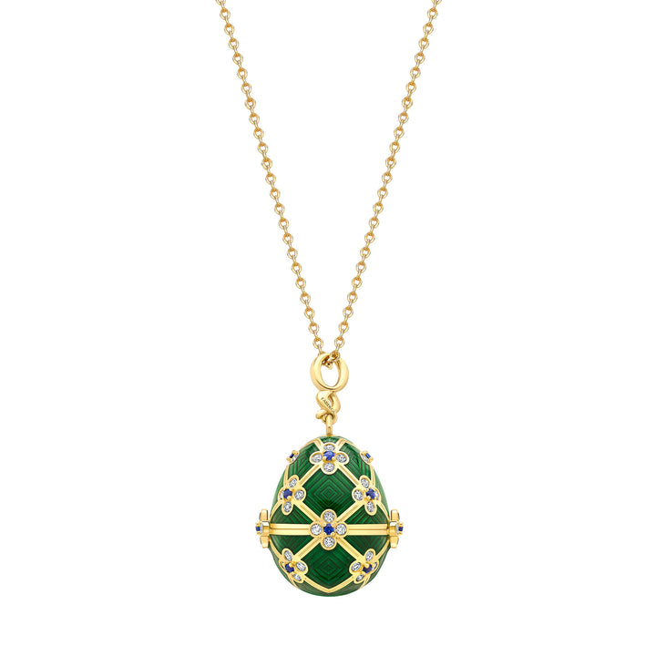 Fabergé x 007 Special Edition Yellow Gold & Green Guilloché Enamel Octopussy Egg Surprise Locket - Michael Jones Jeweller