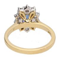 Blue Sapphire and Diamond 18ct Yellow Gold Oval Cluster Ring