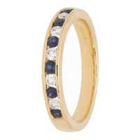 Sapphire and Diamond 18ct Yellow Gold Channel Set Half Eternity Ring