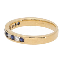 Sapphire and Diamond 18ct Yellow Gold Channel Set Half Eternity Ring