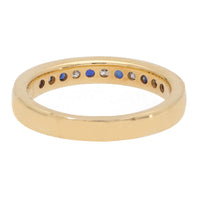 Sapphire and Diamond 18ct Yellow Gold Princess Channel Set Half Eternity Ring - Michael Jones Jeweller
