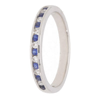 Sapphire and Diamond 18ct White Gold Channel Set Half Eternity Ring