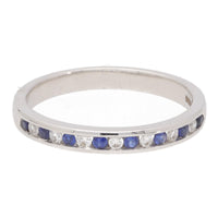 Sapphire and Diamond 18ct White Gold Channel Set Half Eternity Ring