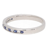 Sapphire and Diamond 18ct White Gold Channel Set Half Eternity Ring