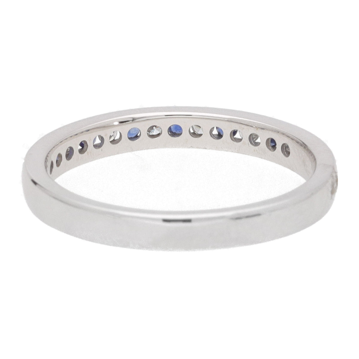 Sapphire and Diamond 18ct White Gold Channel Set Half Eternity Ring - Michael Jones Jeweller